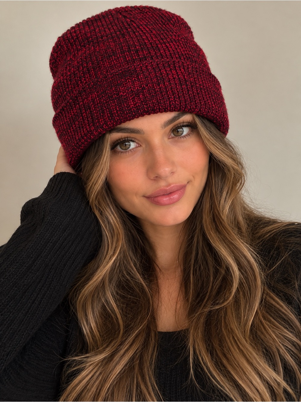 Urban Outfitters Ribbed Knit Beanie - Deep Wine Red